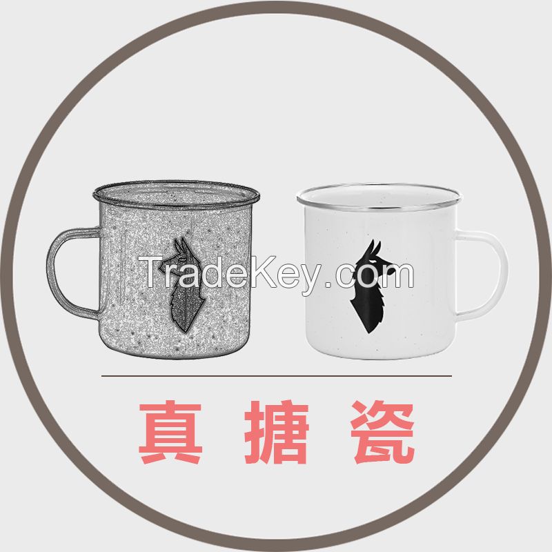 White Stainless Steel Edge Porcelain Enamel Mugs for Wholesale