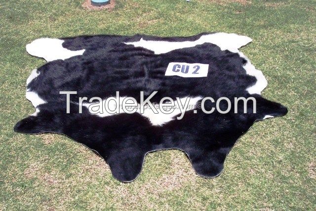 Black and white cowhide rug