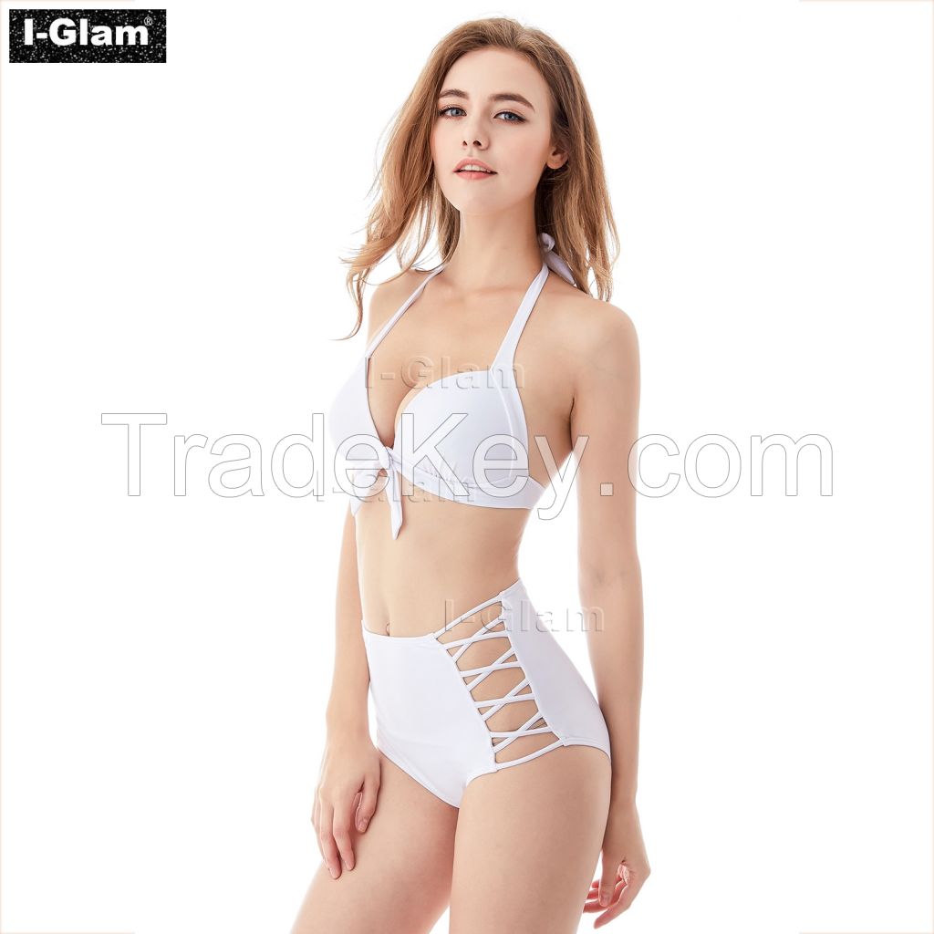 I-Glam White High Waist Sexy Bikini Swimwear
