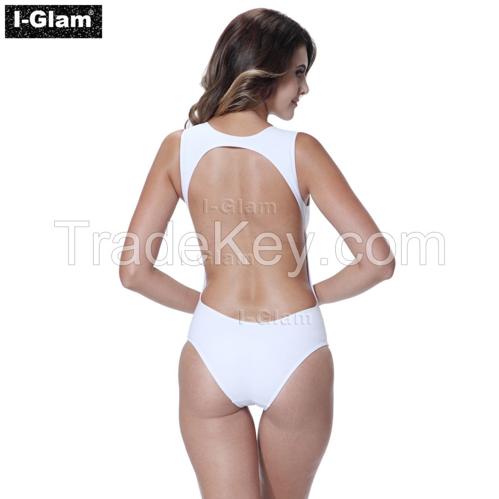 I-Glam White Sexy One-piece Swimwear