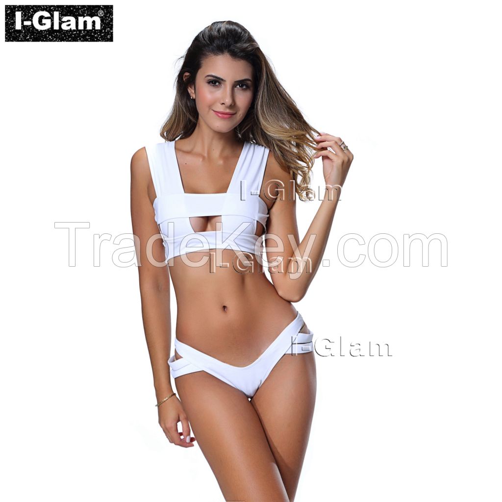 I-Glam White Sexy Two Piece Women Brazilian Bikini Swimwear