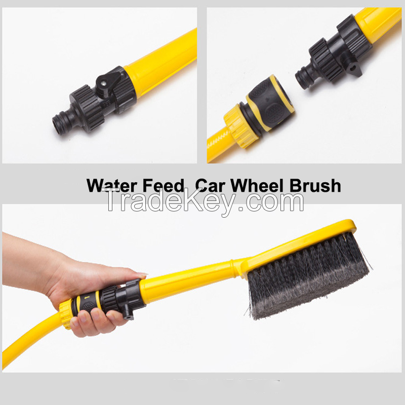 Water feed car wheel wash brush