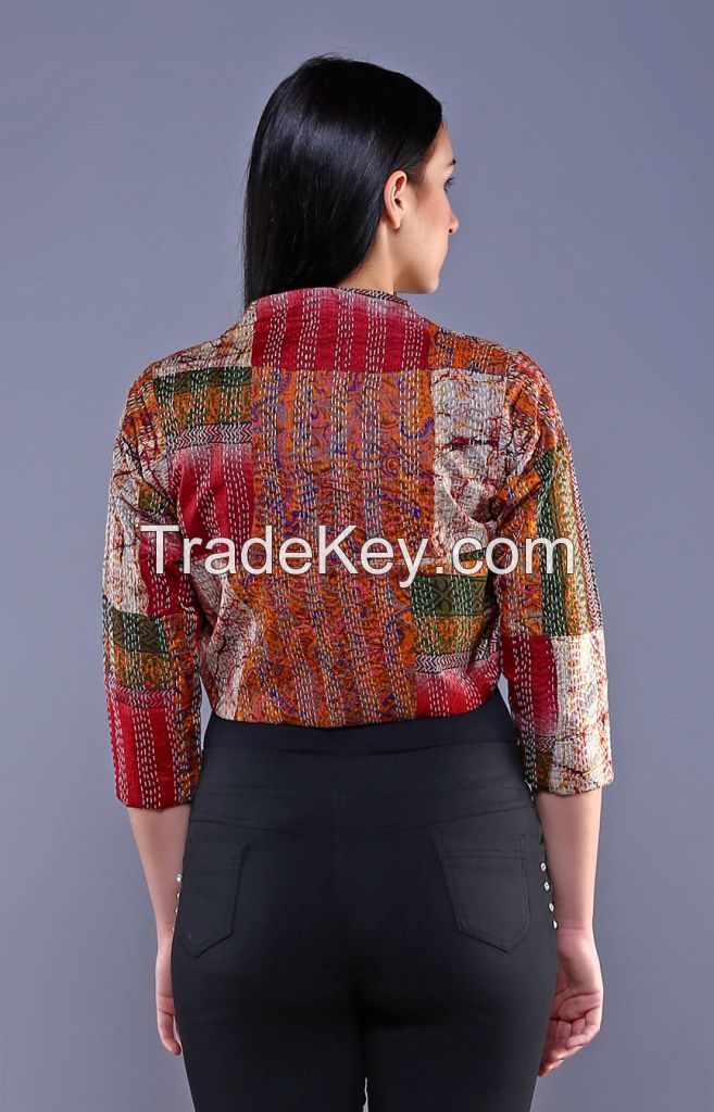 Vintage Silk Kantha Shrug