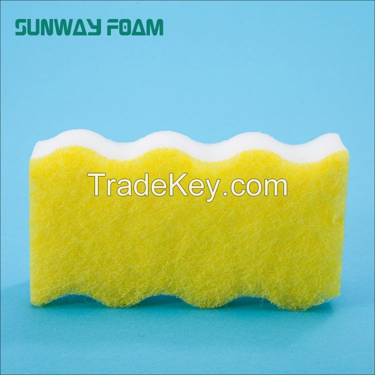 Sunway Wholesale Customized Color  complex Sponge with scouring pad