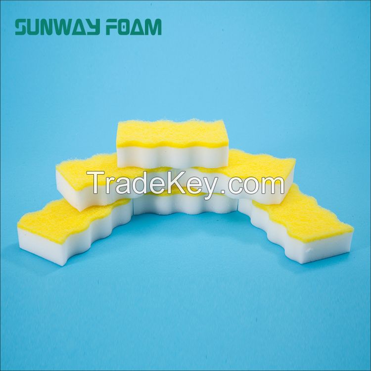 Sunway Wholesale Customized Color  complex Sponge with scouring pad