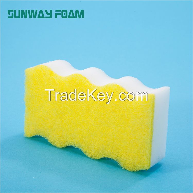 Sunway Wholesale Customized Color  complex Sponge with scouring pad