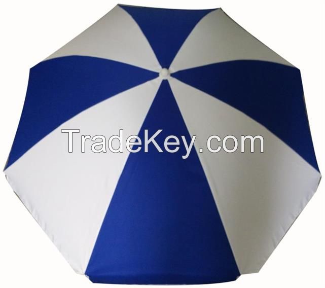Strong beach umbrella blue and white arc 200 cm metal frame tiltable