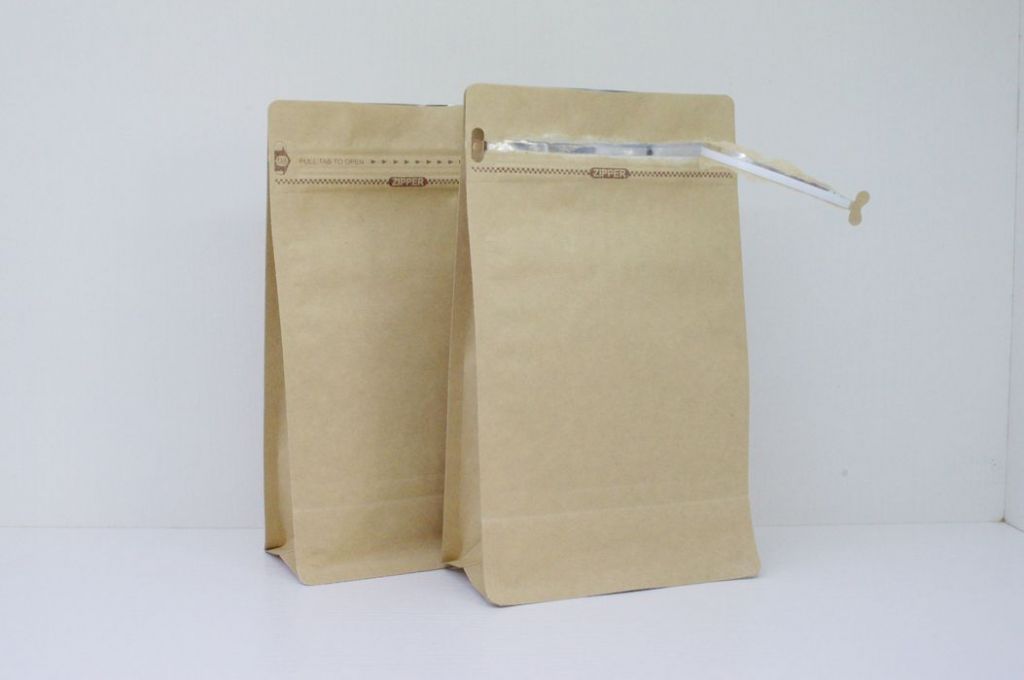 Coffee, tea, nuts, herbals common packaging flat bottom paper bag, with easy-tear zipper
