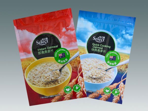 Oats, cereal outer packaging stand-up zipper pouch