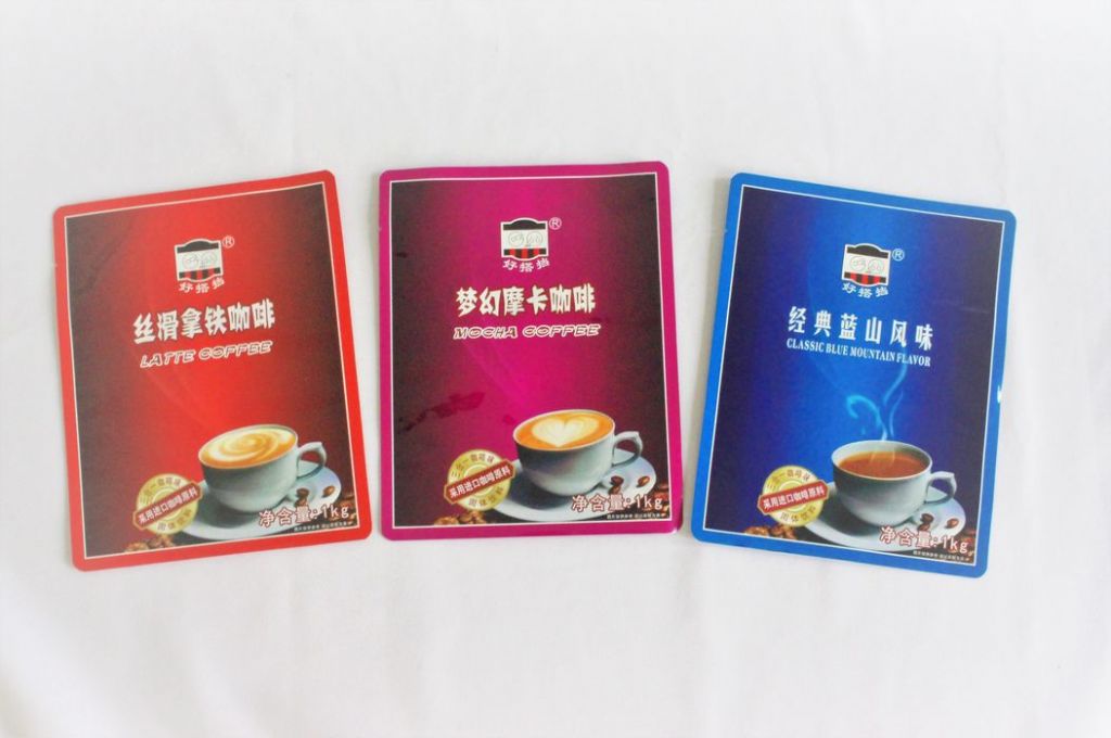 Coffee, milk tea instant drink outer packaging 3-sides-seal pouch