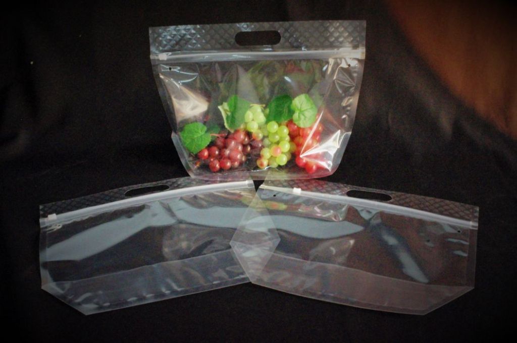 Cherries, grapes, fresh fruits sales packaging flat bottom slider zipper bag