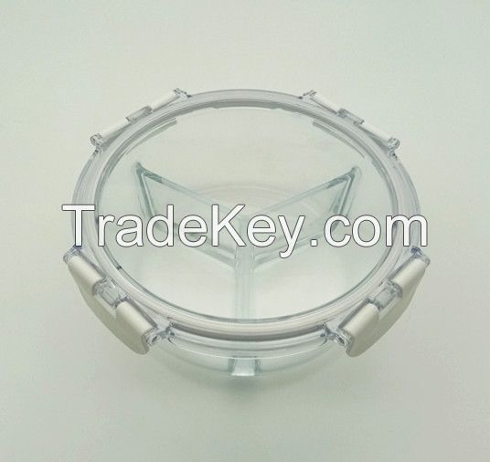 Glass container with 3 compartment