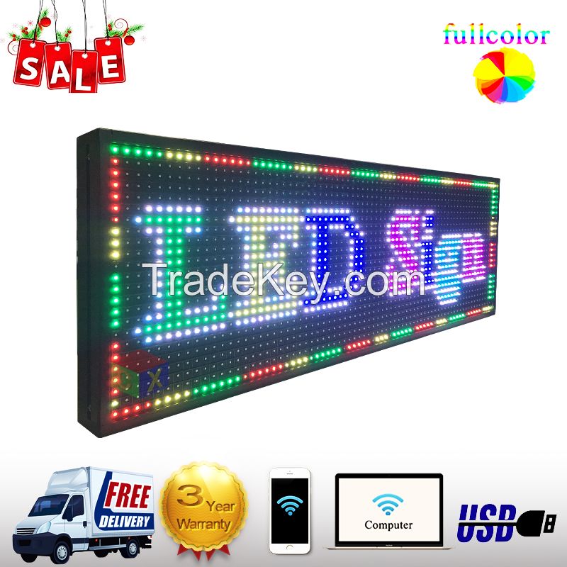 P13 Outdoor Full Color LED Programmable Sign Display 14''x 39"