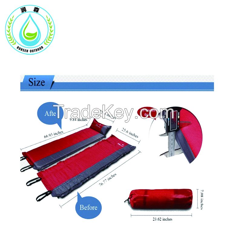 Sleeping Pad With Pillow Picnic Camping Hiking Inflatable Mat