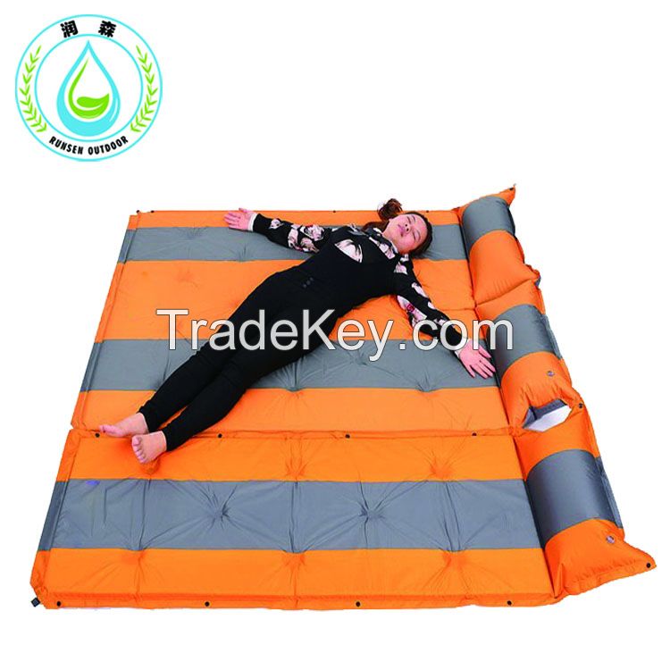 RUNSEN Outdoor 2 3 4 Person Splicing Automatic Inflatable Mattresses Moisture Pad Portable Sleeping Pads Air Pillow  Mattress