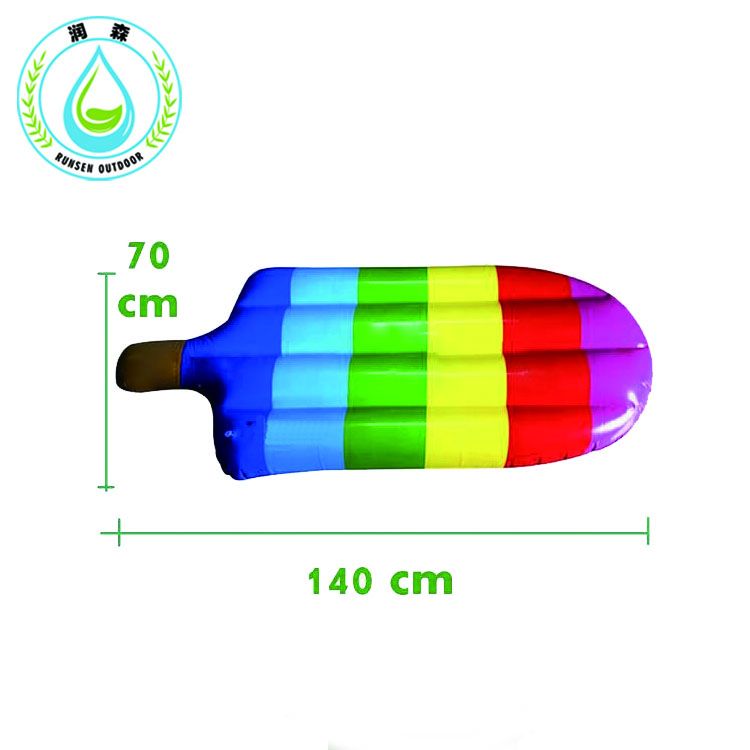 RUNSEN 140cm Colored Inflatable Boat Popsicle Holder PVC Floating Ice Cream Shape Boat Toy for Summer Swimming pool Beach Water Inflatable Toy