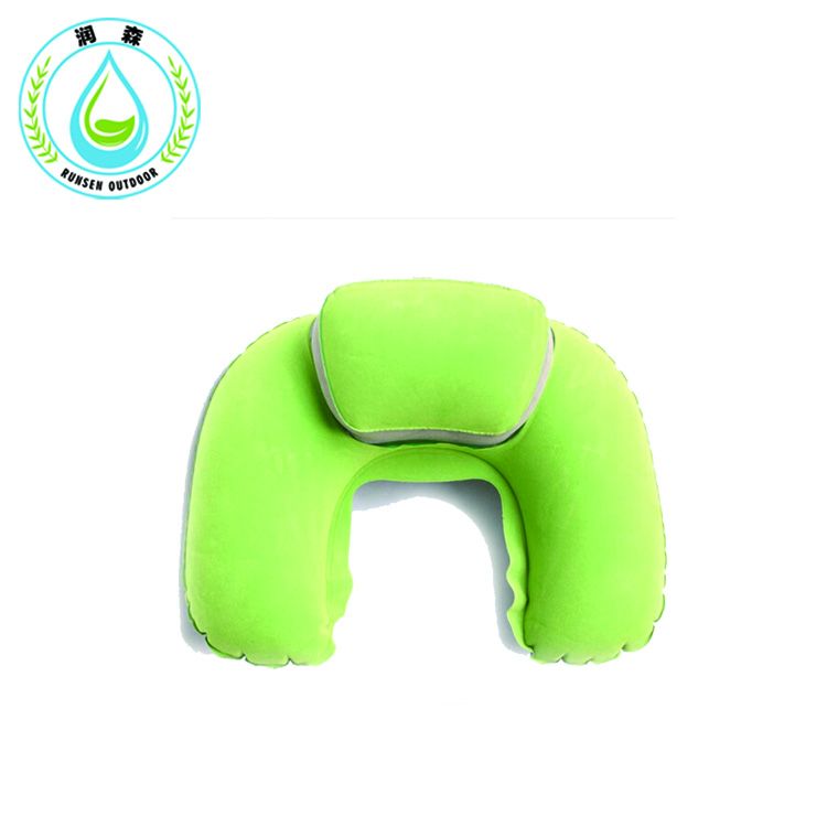 RUNSEN Outdoor Pillow Folding Inflatable U Shape Pillow Cushion Soft PVC Washable Neck  inflatable Pillow 