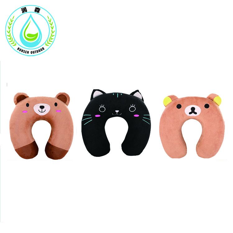 RUNSEN Cute Cartoon Memory Foam Neck Pillow Embroidered U Shaped Creative Travel Neck Soft Pillow Hot Sale Fashion For Kids Body Pillow