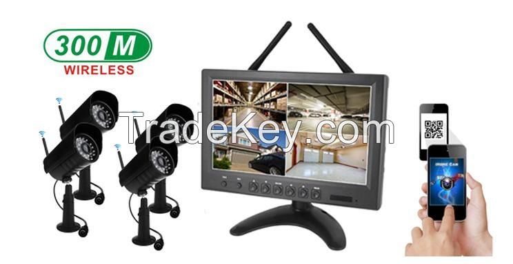 9inch Wireless LCD DVR With 1.0 megapixel Wireless Outdoor Cameras CCTV System