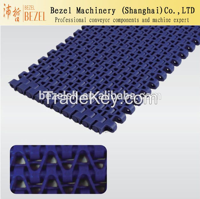 Modular plastic conveyor belt for greenstuff