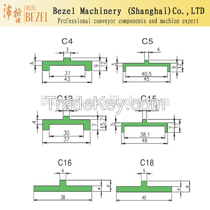 Plastic wear strip for conveyor