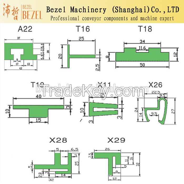 Plastic wear strip for conveyor