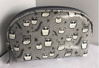 Laminated canvas cosmetic bag with owl pattern