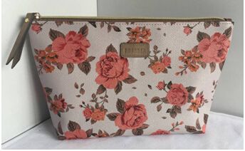 PVC cosmetic bag with vintage floral pattern