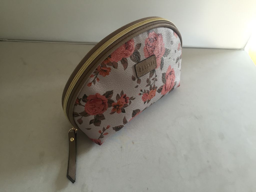 PVC cosmetic bag with vintage floral pattern