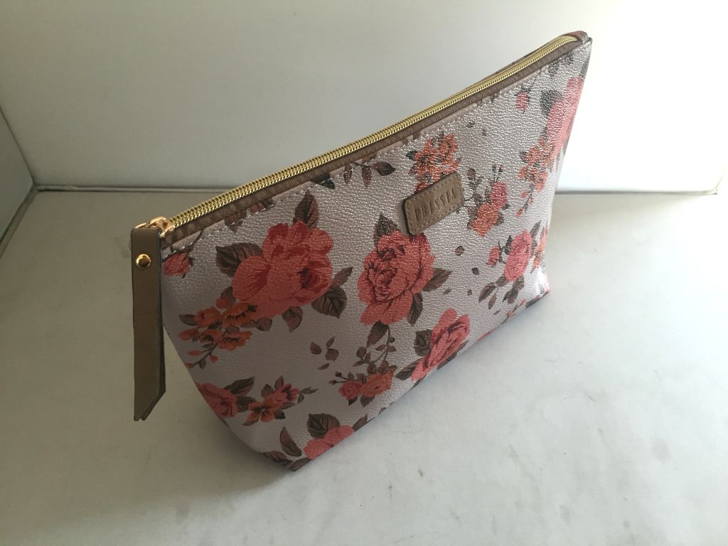 PVC cosmetic bag with vintage floral pattern