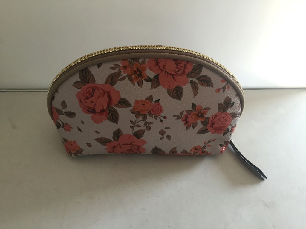 PVC cosmetic bag with vintage floral pattern