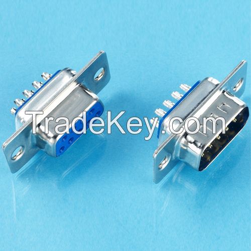 D-sub connector with 9 15 25 37 contacts male and female solder dip right angle idc type