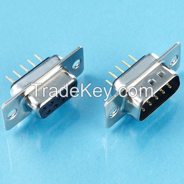 D-sub connector with 9 15 25 37 contacts male and female solder dip right angle idc type