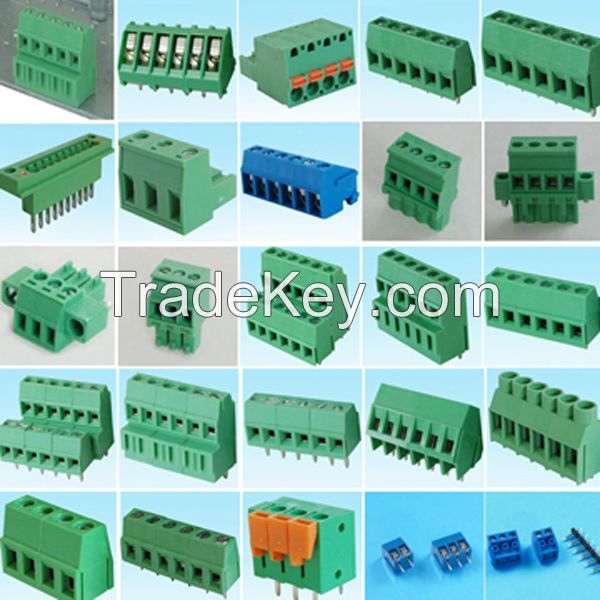 Pluggable male and female terminal block with 3.81mm 5mm 5.08mm 7.62mm pitch for pub mounting