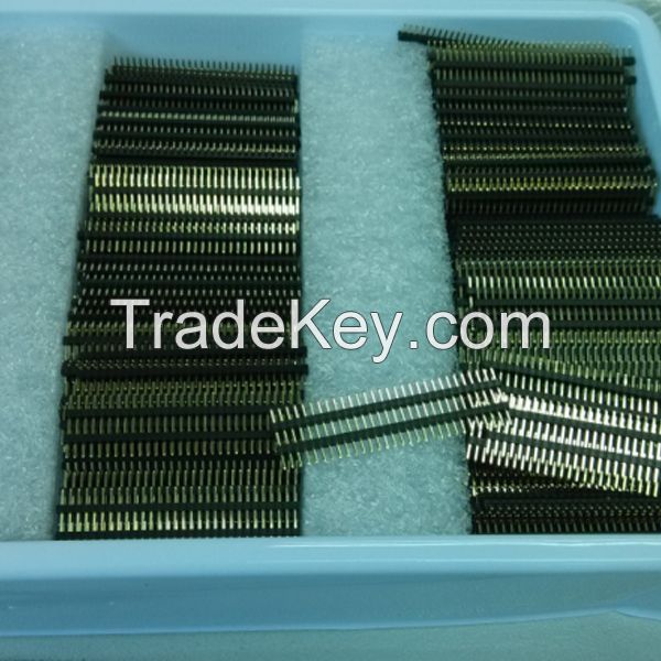 Pin headers male connector with 1mm 1.27mm 2mm 2.54mm pitch single row or dual row straight right angle smt type pins