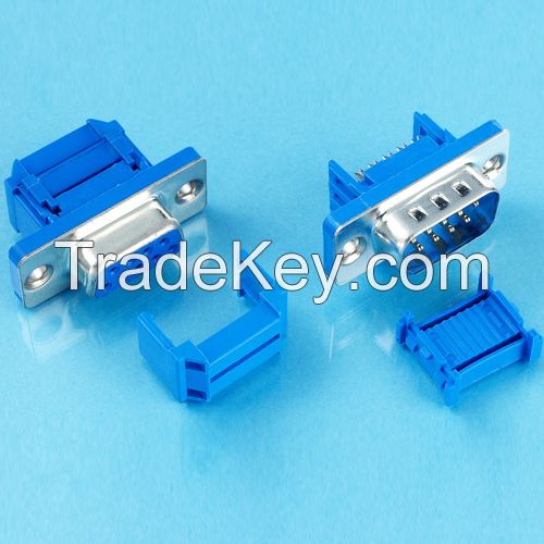 D-sub connector with 9 15 25 37 contacts male and female solder dip right angle idc type