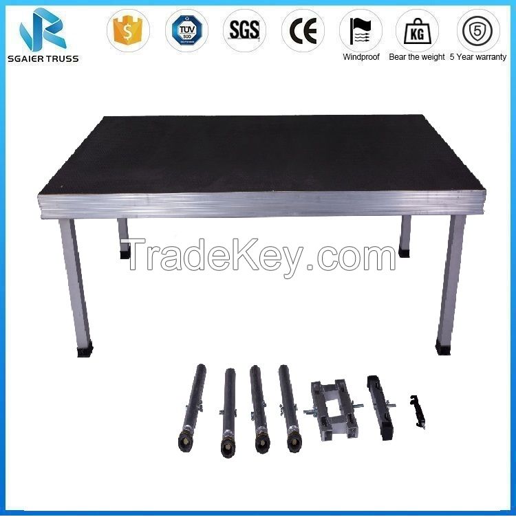 Aluminum Portable Stage with Waterproof Non-slip Surface and Height Adjustable Leg