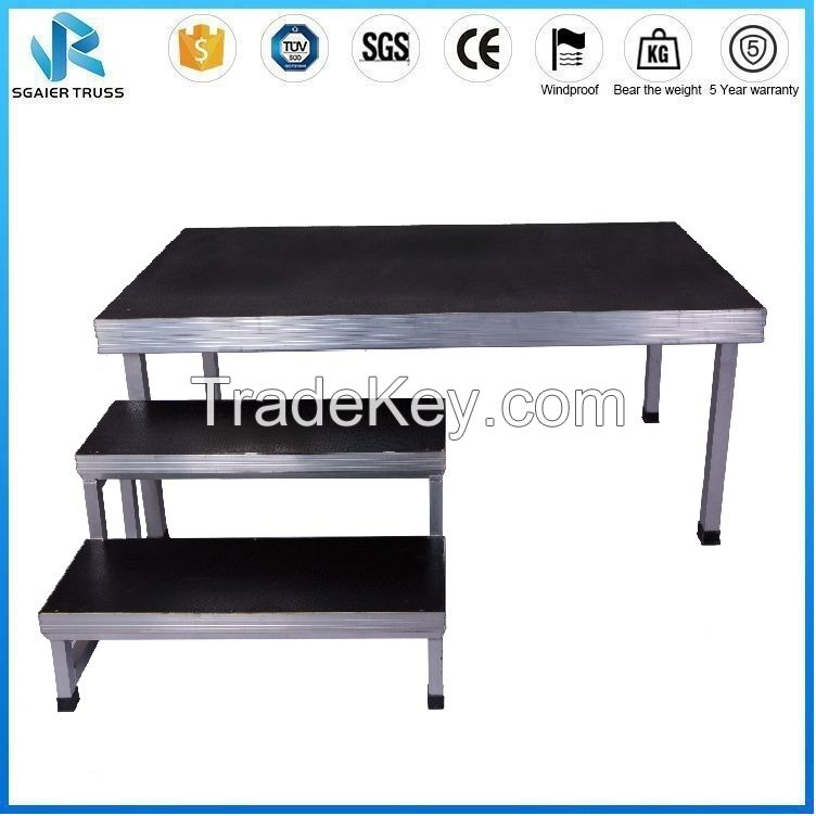 Aluminum Portable Stage with Waterproof Non-slip Surface and Height Adjustable Leg