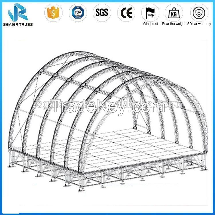 Big Curved Arched Aluminum Stage Roof Truss System for Exhibition and Event