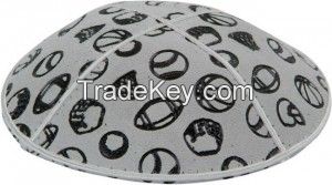 Black sports foil embossed kippah