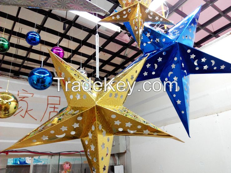 Christmas decoration bright ball Crhistmas tree hanging ball,Laser hollowed-out stars hanging