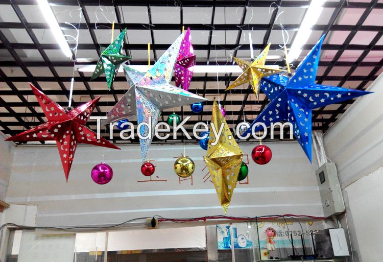 Christmas decoration bright ball Crhistmas tree hanging ball,Laser hollowed-out stars hanging