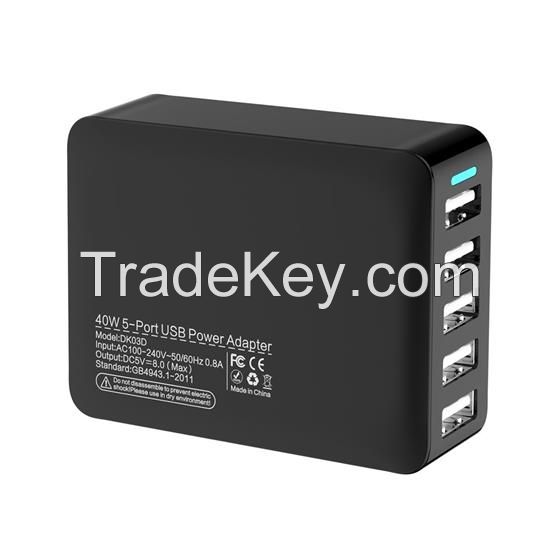 Original USB Travel High Speed Charger DC 5V 8A 40W8Amp Multi Desktop Charger 3.0 for Android Phone