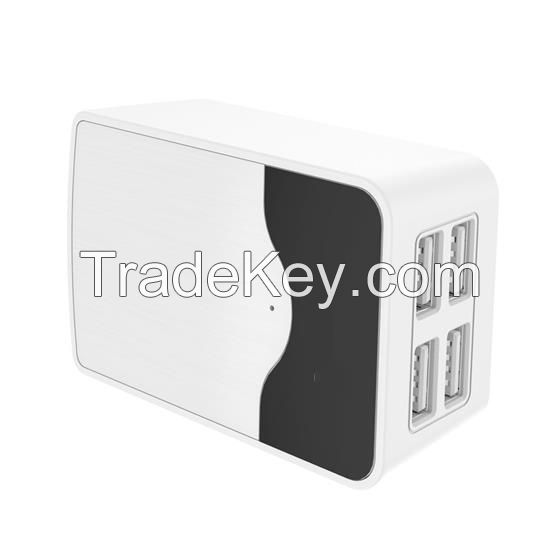 Wholesale EU Plug 22W 4.4Amp 4 Port USB Phone Wall Charger US multi port mobile phone cell phone charger tablet charger