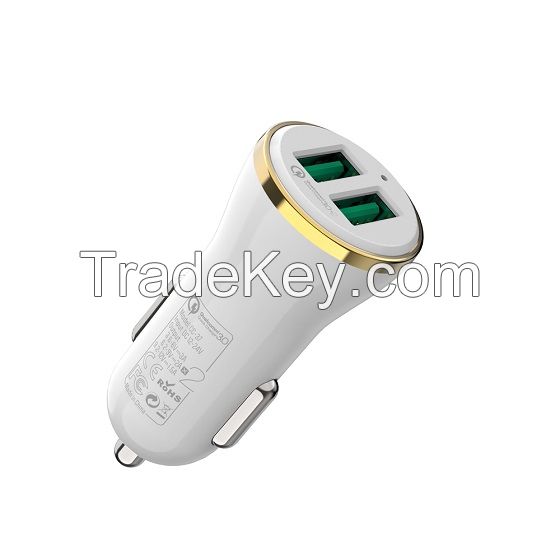 China Manufacturer Phone Accessory 36W QC3.0 Portable Qualcomm Quick QC 3.0 Car Charger 2 Port