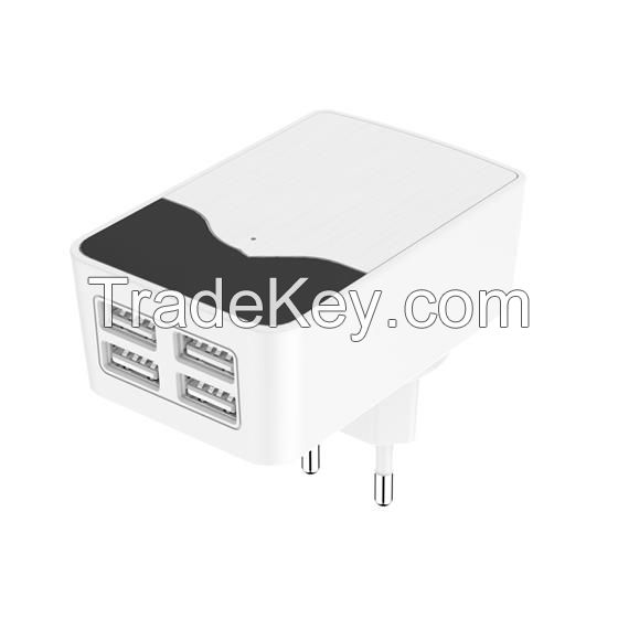 Wholesale EU Plug 22W 4.4Amp 4 Port USB Phone Wall Charger US multi port mobile phone cell phone charger tablet charger