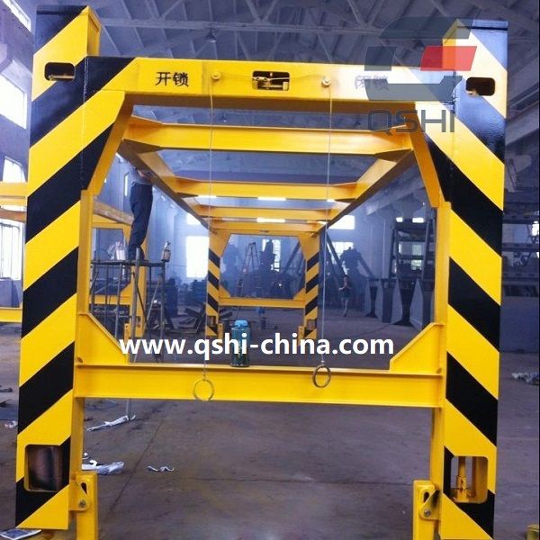 Manual operated overheight frame container spreader