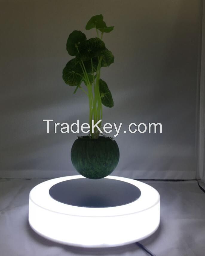 Plastic base magnetic floating air bonsai plant with led light