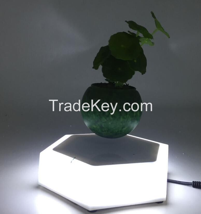 Resin magnetic flying air bonsai pots with led light
