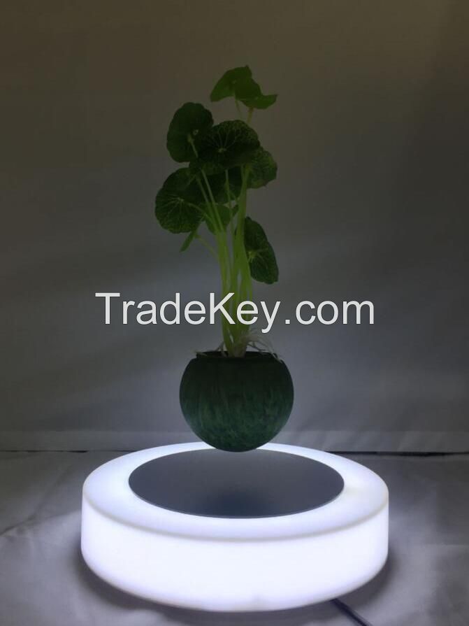 Plastic base magnetic floating air bonsai plant with led light